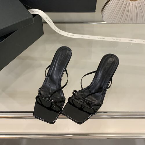 Square head and toe sandals for women with fine heels for summer and autumn new style with fine belt and hollow high heels half slippers
