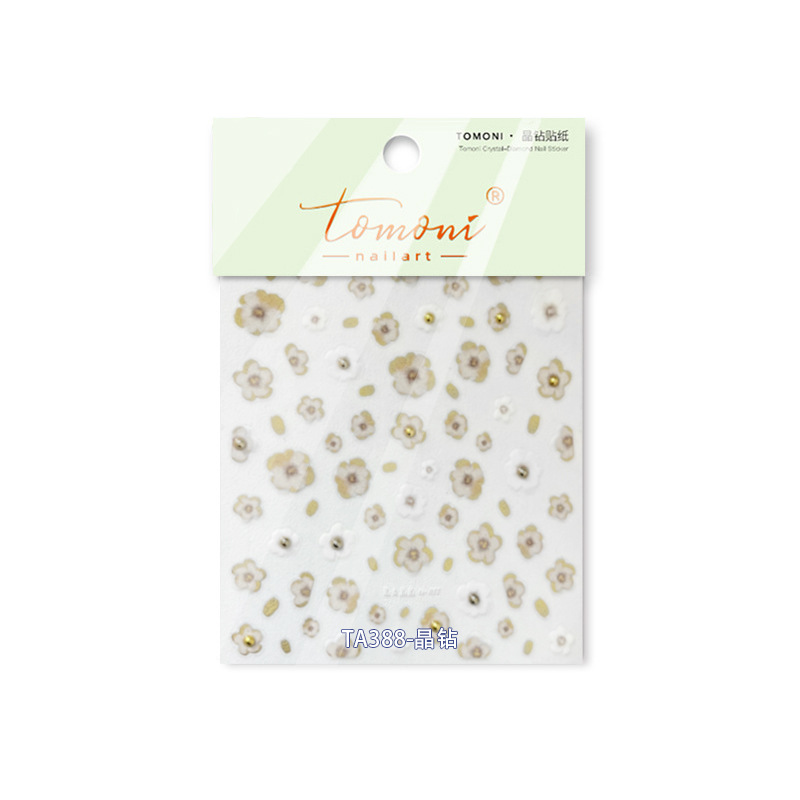 Red de celebridades de la red nueva flor de metal de diamantes de cristal pequeña pegatina de uñas difuminado japonés uñas retro flor retro TA388 al por mayor