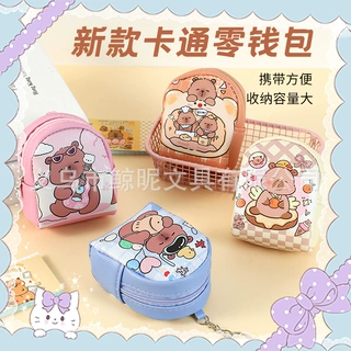 新款可爱卡皮巴拉零钱包 ins风迷你小书包学生便携收纳包耳机包