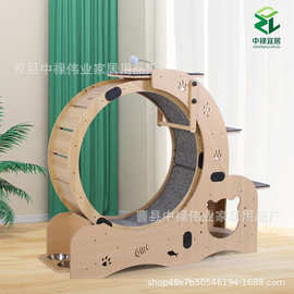 木质猫咪跑步机室内静音滚轮猫咪健身运动滚轮玩具跑步机猫爬架