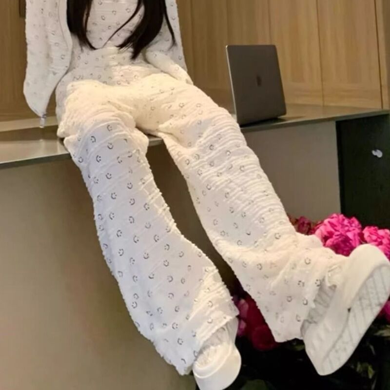 特大码300斤笑脸印花连帽卫衣套装女春夏季胖MM高腰休闲裤两件套2|undefined