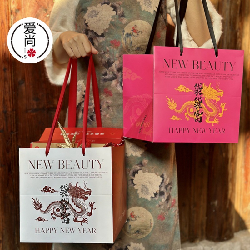 原创新年袋袋富系列方形鲜花礼品手提袋花束包装袋纸袋