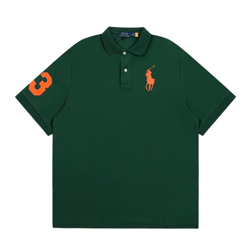 R1ラブロン古典的な馬標男女半袖polo夏シンプルカジュアル綿折り襟半袖tシャツ|undefined