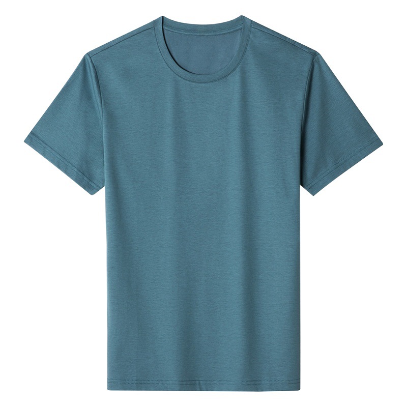Camiseta de manga corta mercerizada para hombre camisa base color sólido ropa de todo fósforo suelta camiseta de media manga de algodón mercerizado camiseta de verano para hombre