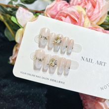 纯手工穿戴甲美甲高级感裸色渐变金色猫眼精品香槟K9钻莉莉子甲