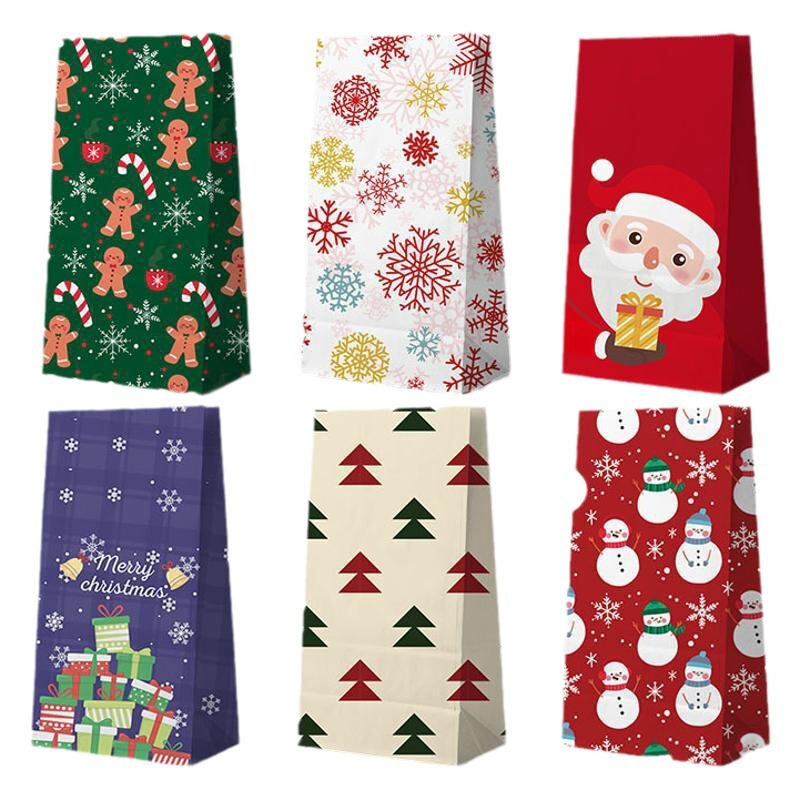 12個入りクリスマスギフトキャンディー紙袋ins誕生日包装リボン雪花お土産袋プレゼント袋|undefined