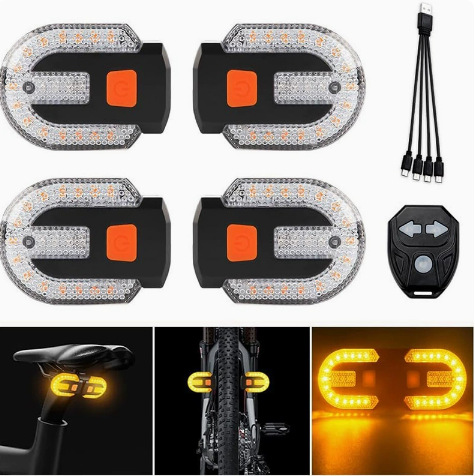 Bicycle USB Charging Wireless Remote Control Steering Tail Light Detachable Mountain Bike Night Riding Warning Light Cycling Equipment