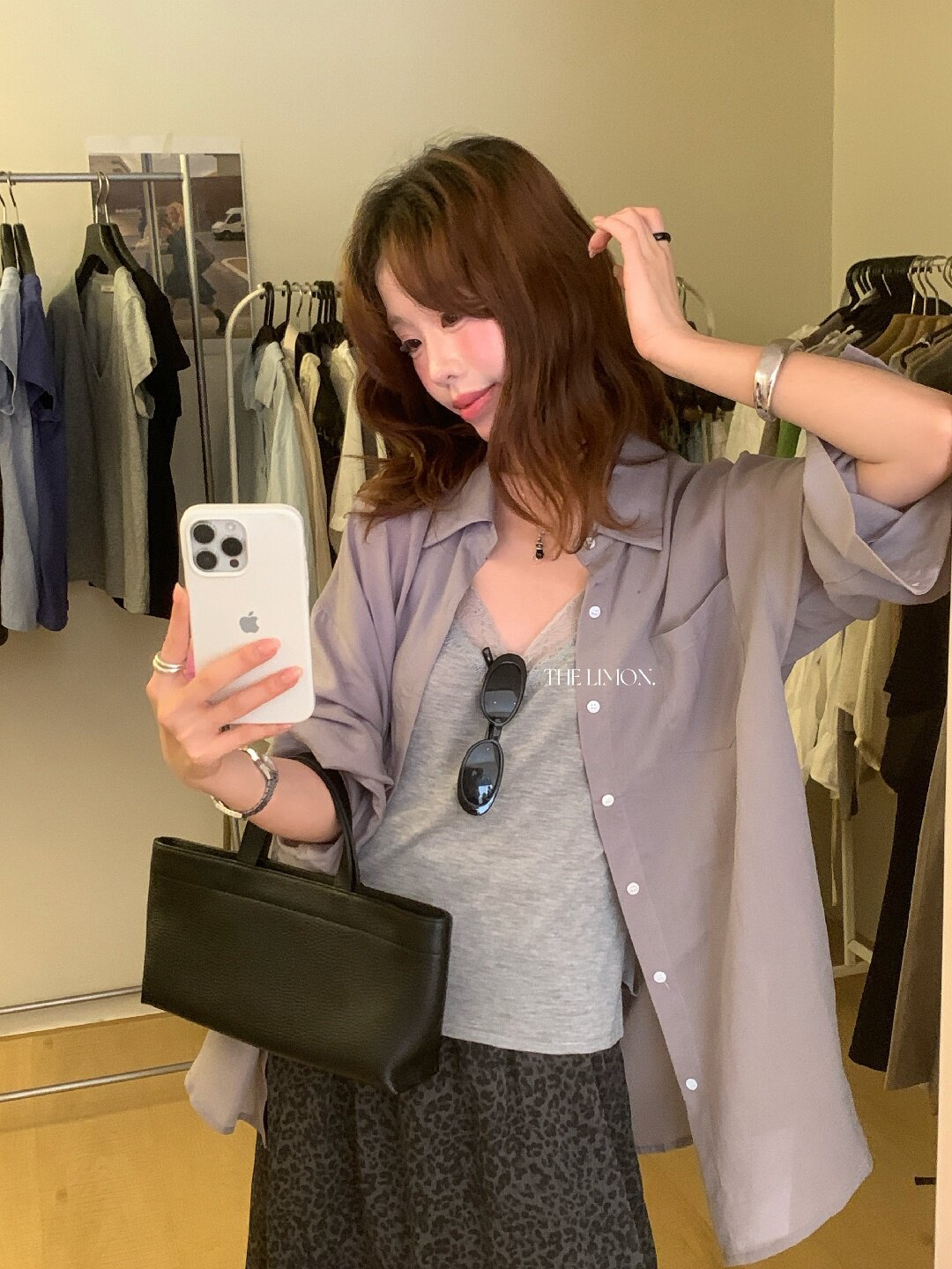 Áo sơ mi nữ tay dài chất liệu tencel phong cách lười biếng ấm áp — Vàng nhạt, xanh lam, Xanh lá cây nhạtcolor, màu hồng chi tiết 83
