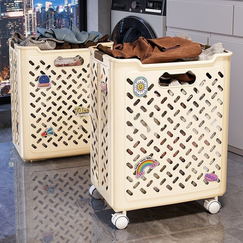 Foldable Laundry Basket for Home Bathroom, High-Capacity Laundry Hamper with Wheels