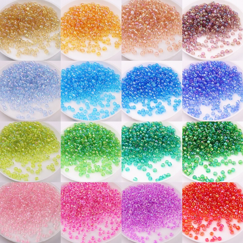 Multi-size 1.5mm-4mm glass beads magic transparent imitation Nissan color loose beads DIY beaded tassel accessories