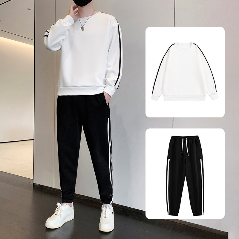 2025 Autumn and Winter Suit Men's Casual Sports Sweatshirt Round Neck Long-Sleeved T-Shirt Sweatpants Leggings Pants Two-Piece Trendy Set