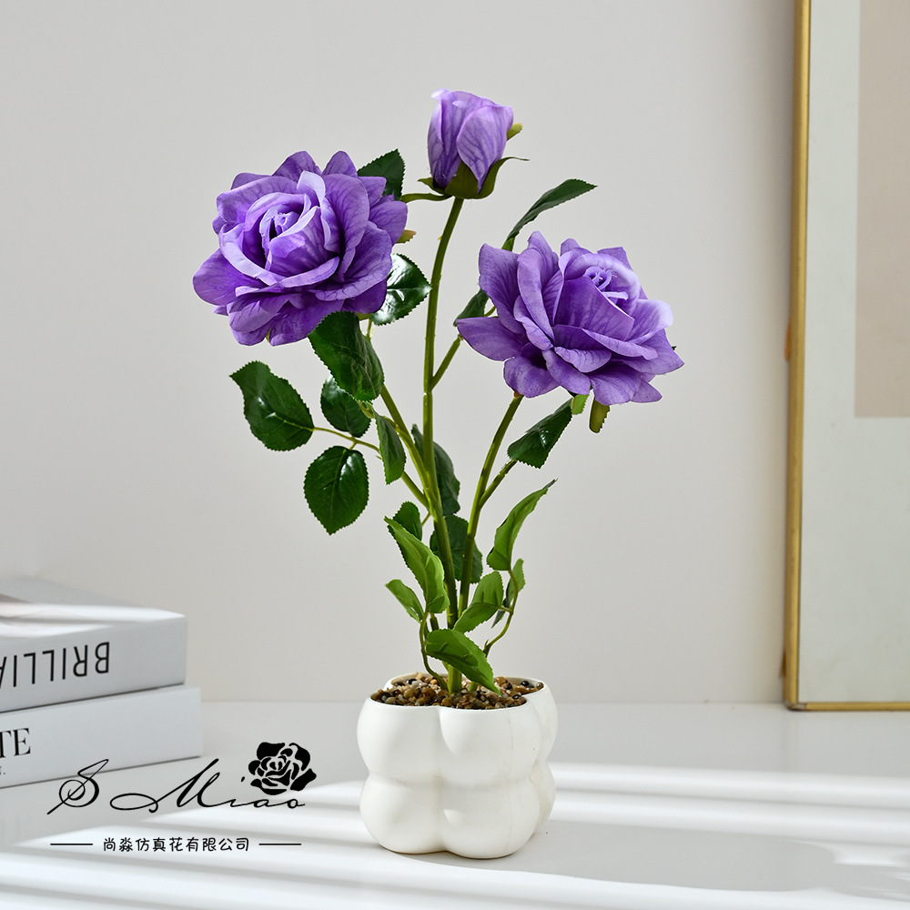 Transfronterizos 4 camellia pequeña imitación bonsai maceta flores falsas props de fotografía flores artificiales boda decoración del hogar adornos image 3