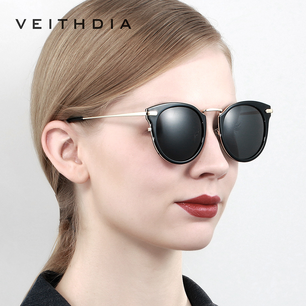 Moda de las mujeres ronda polarizada protección UV TR90 doble círculo ojo gato Gafas Sol 2022 nuevo en stock 3064