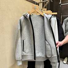 一件代发 68.2%绵羊毛 双面呢 英伦时尚男士连帽厚实夹克毛呢大衣