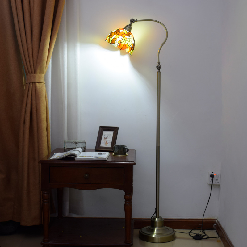 European Tiffany Stained Glass Floor Lamp Living Room Bedroom Feeding Bedside Lamp American Pastoral Grape Leaf Lamp European Tiffany Stained Glass Floor Lamp Living Room Bedroom Feeding Bedside Lamp American Pastoral Grape Leaf Lamp