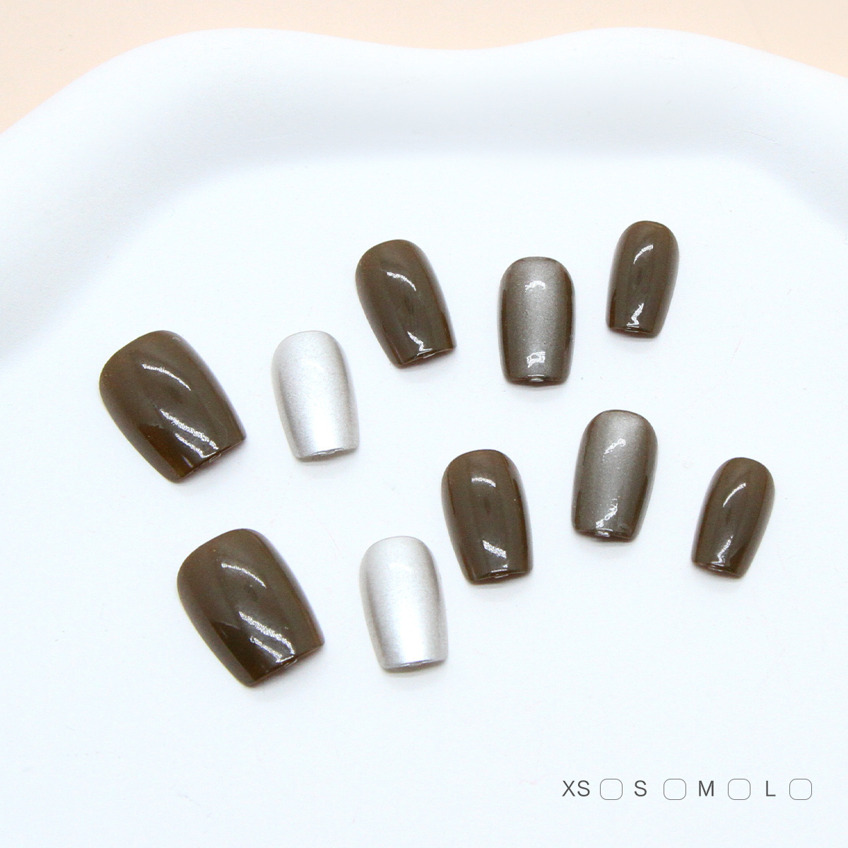 Uñas postizas removibles hechas a mano con forma de ojo de gato, manicura, uñas cortas de Ballet, tamaño dividido, uñas usables, 10 piezas, venta al por mayor