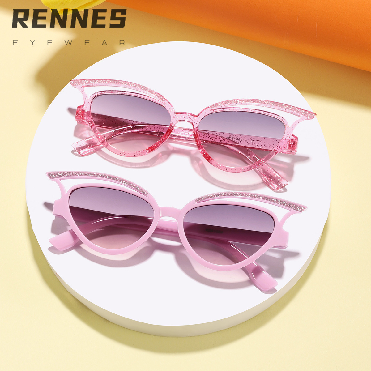 Gafas de sol de marco de ojo de gato finas huecas de color caramelo para niños y niñas