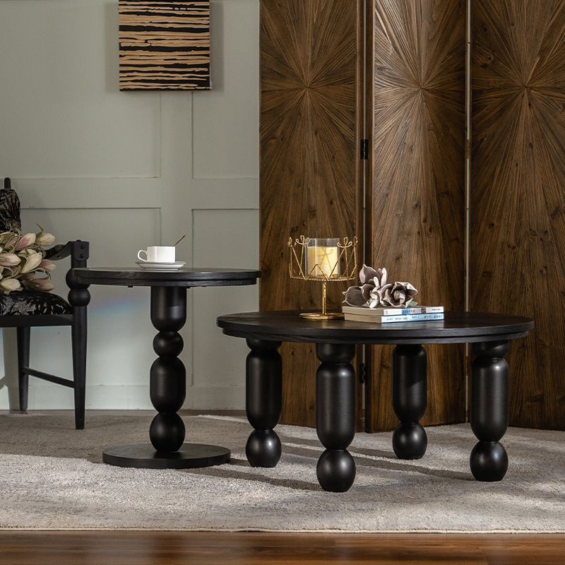 French Retro Solid Wood Small Coffee Table Balcony Tea Table Round Table Bedside Table Small Apartment Living Room Furniture Sofa Side Table