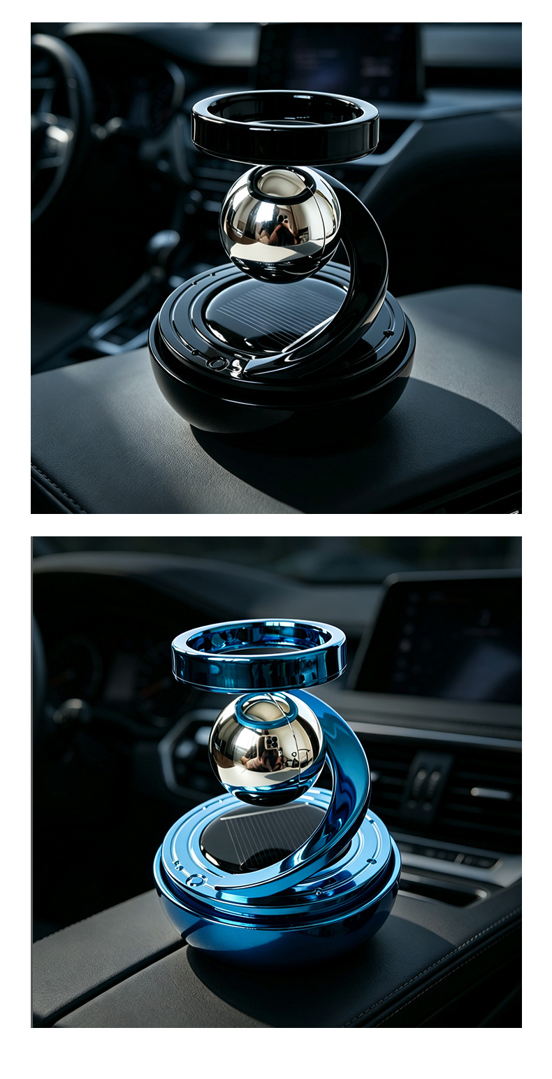 Car-mounted aromatherapy diffuser, rotatable star ring, solar-powered floating creative ornament, cross-border car decoration accessory, perfume ornament