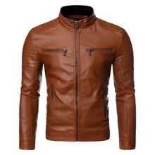 C 27294 PU Leather Jacket Men's Winter Casual Biker Jacket
