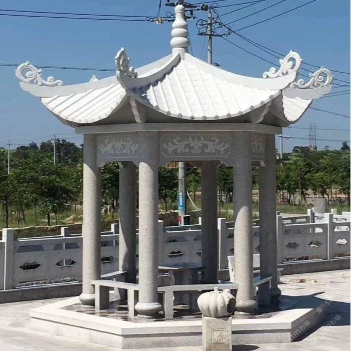 Садовый павильон из гранита, резной, для жилого дома, одноэтажный, двухэтажный, шестиугольный.