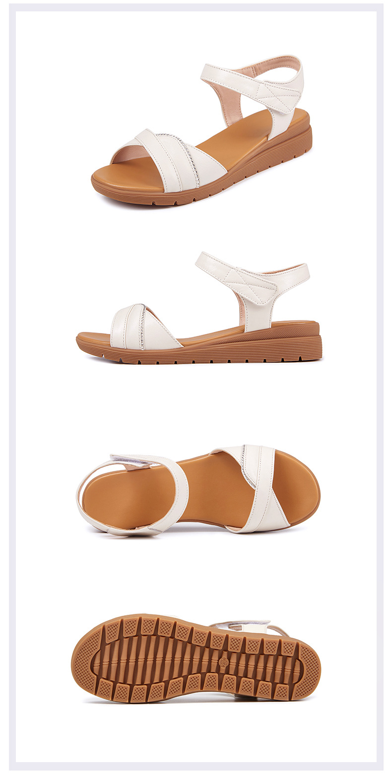 Dép sandal nữ đế bệt mềm, quai da, thoải mái cho người trung niên và cao tuổi — Đỏ rượu chi tiết 31