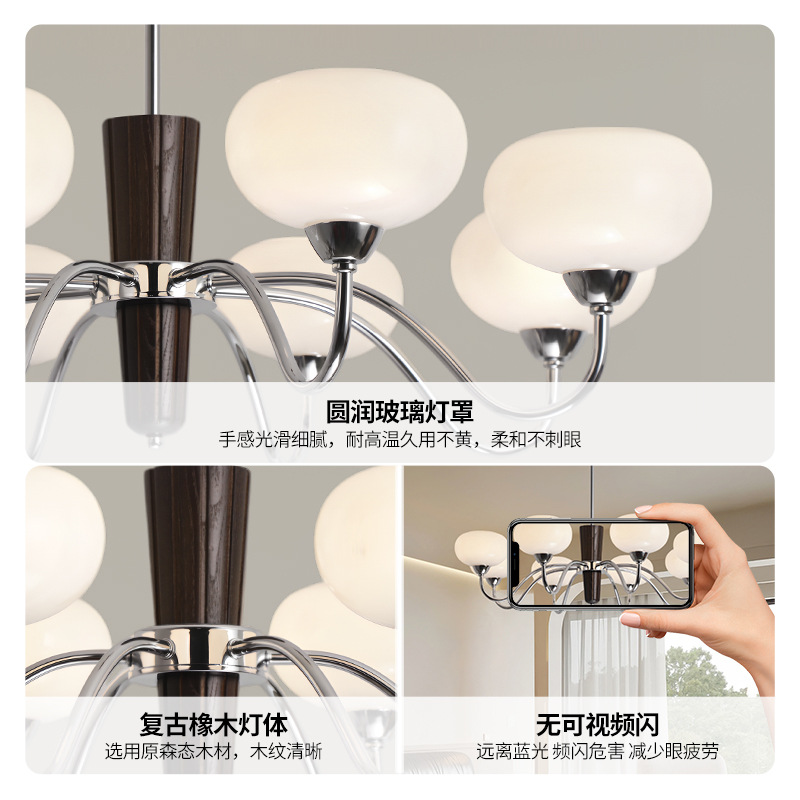 Araña de sala de estar de tela francesa Lámpara de restaurante retro americano Lámpara de estilo crema de alta calidad Lámpara antigua Lámpara de dormitorio principal cálido