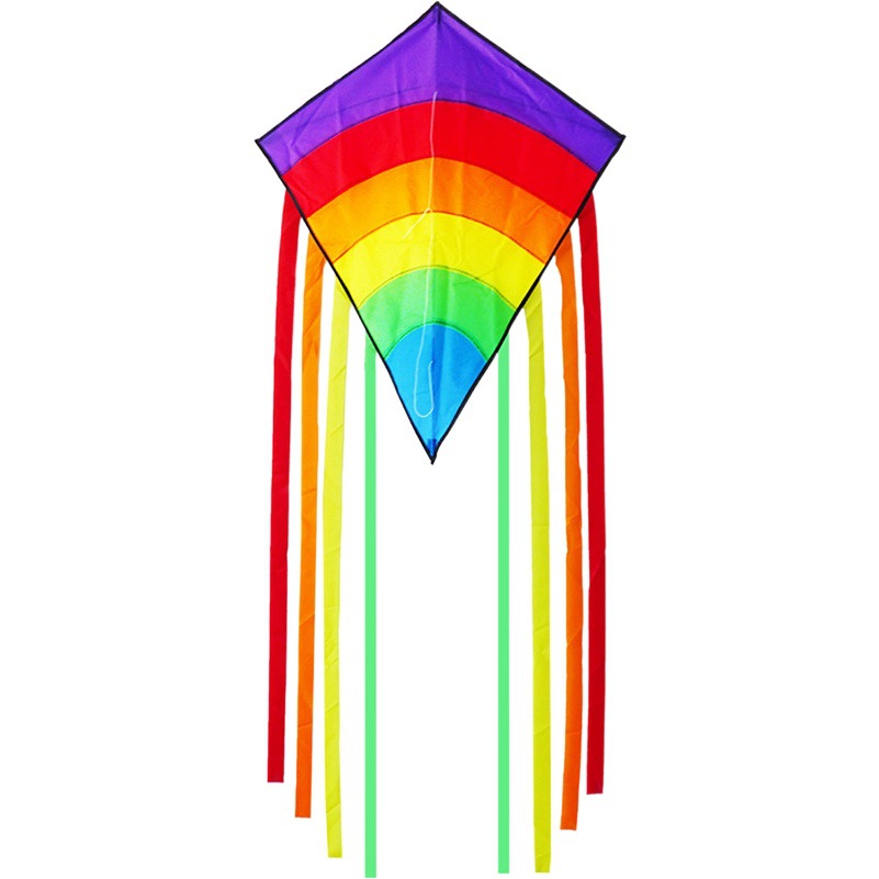 Fabricante de cometas, venta al por mayor, pipa con rombos de diamantes de múltiples colas, pipa Weifang popular de Amazon, pipa para niños con tira de arco iris