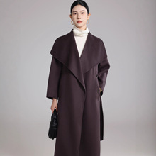2025秋冬新款30%羊绒双面呢大衣羊毛外套长款立领高级感大翻领女