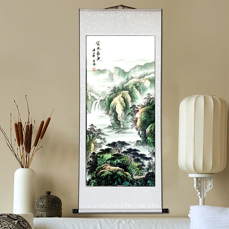 批发山水字画名人名家风水国画装饰办公室字画客厅书画背景墙挂画|ms