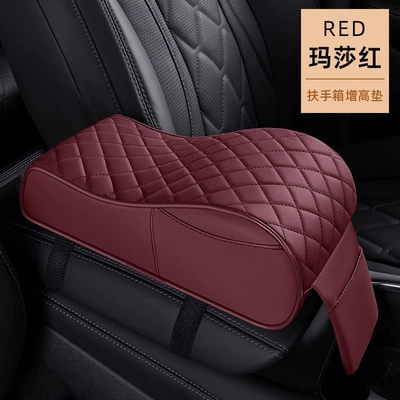 New Car Seat Universal Central Armrest box - curved-armrest-box-booster-pad-martha-red