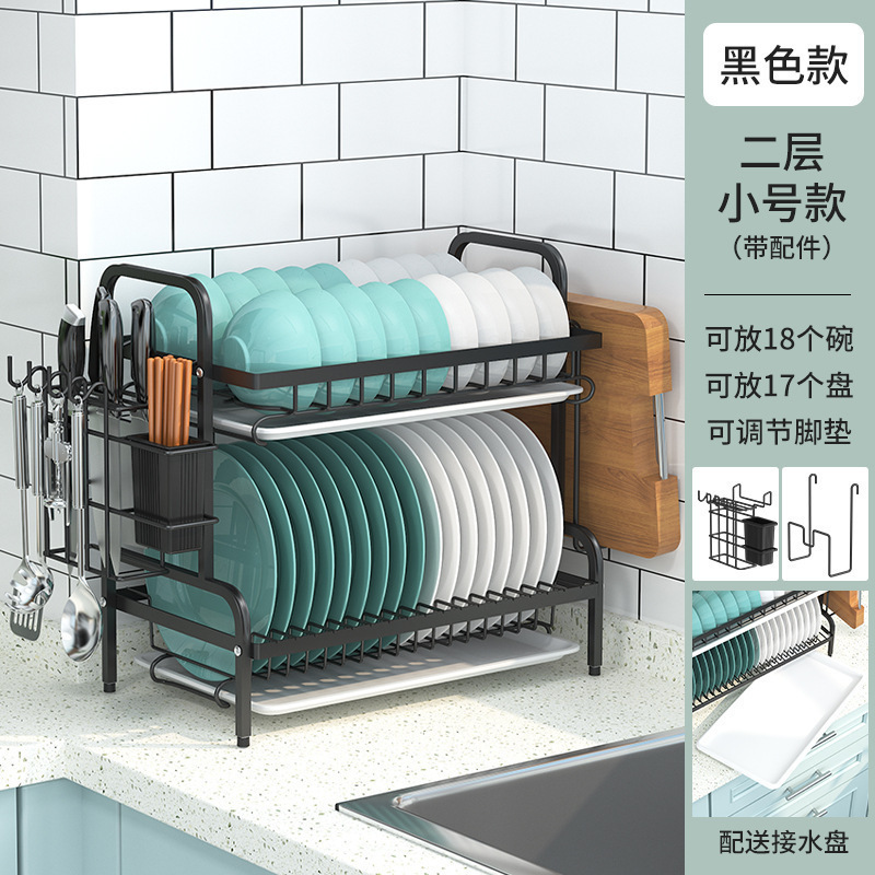 Escurridor de Platos de 3 Niveles de Acero Inoxidable para Encimera de Cocina