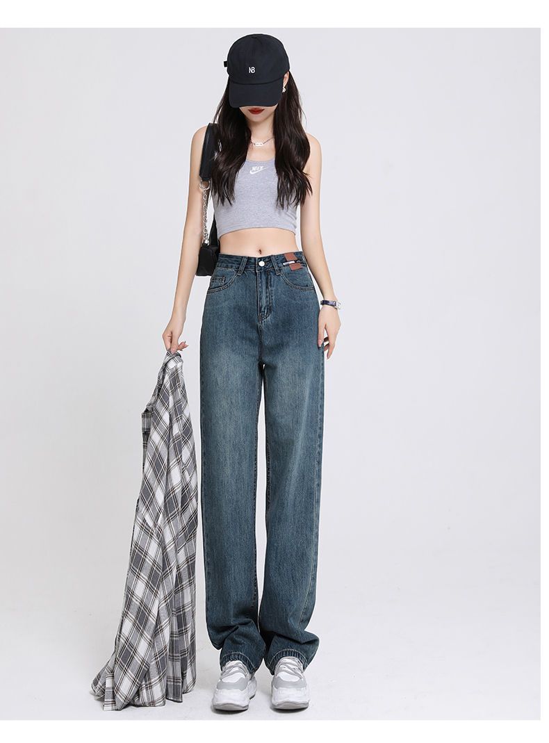 2023 Spring and Autumn jeans for women: Loose, wide-leg, aged, slimming, versatile, straight-leg, drape, floor-length, trendy, ins pic 24