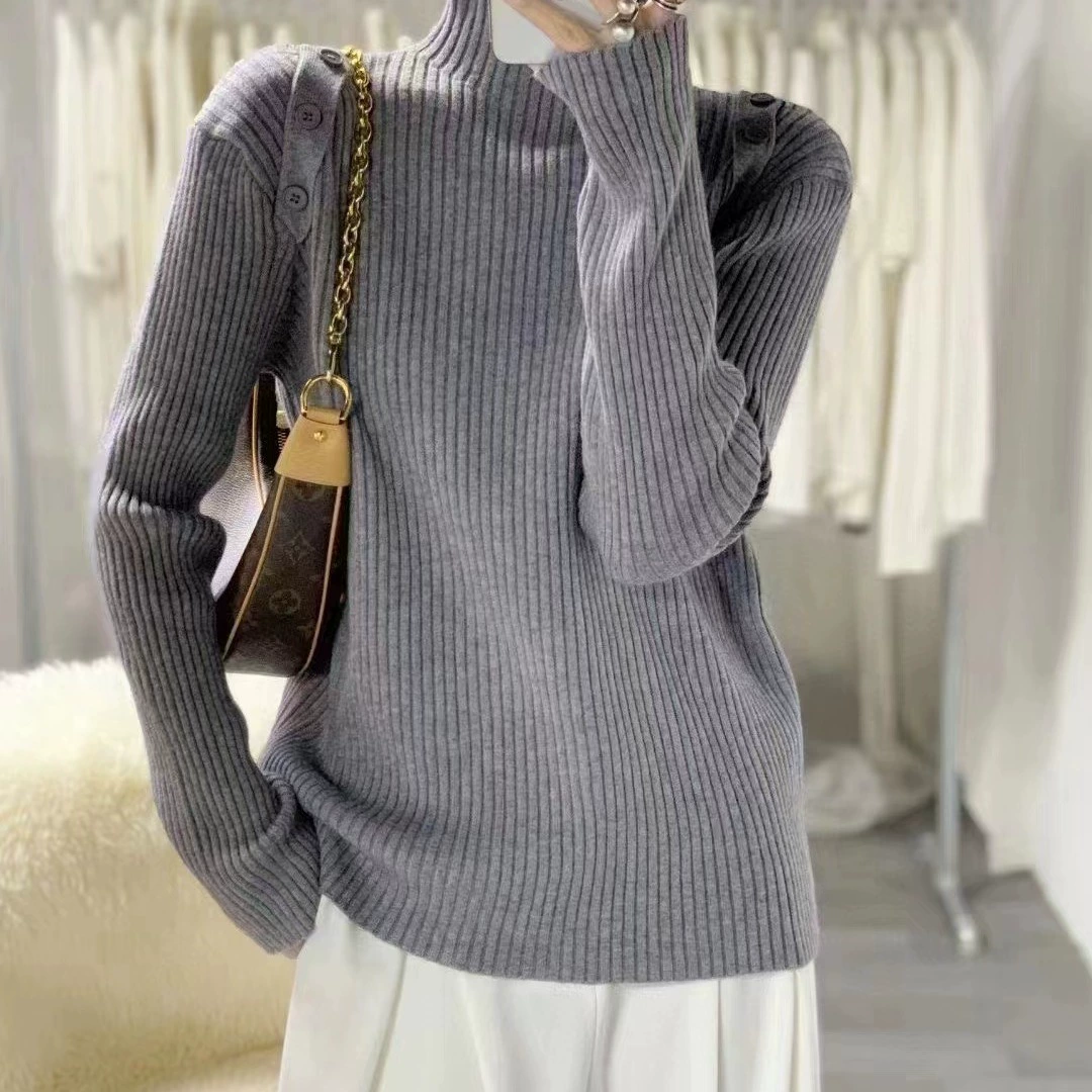 Водолазка, Женская осенне-зимняя внутренняя Базовая рубашка 2023, новый стиль, высококачественный универсальный шикарный Вязаный топ в западном стиле