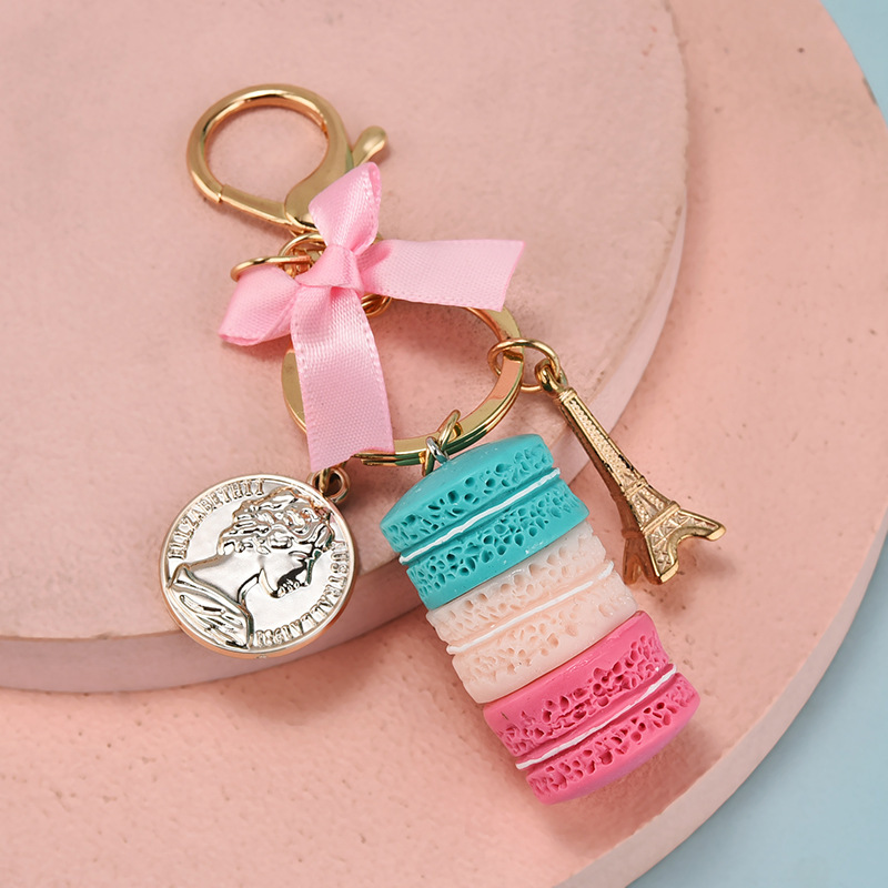 Korean Style Macaron Cake Keychain Women's Fashion Bag Pendant Exquisite Car Key Chain Student Gift