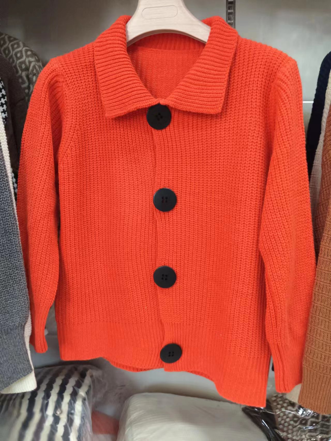 Women's Clothing version of the new spring and autumn sweater versatile coat loose fashion big button western style lapel knitted cardigan for women_voghion.com