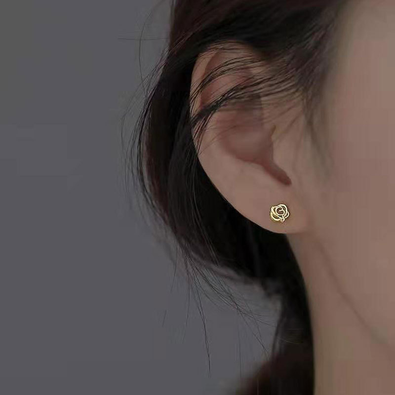1 Pair Simple Style Rose Sterling Silver Plating Ear Studs display picture 3