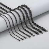 Черное ожерелье в стиле хип-хоп из нержавеющей стали подходит для мужчин и женщин с косичкой, японские и корейские