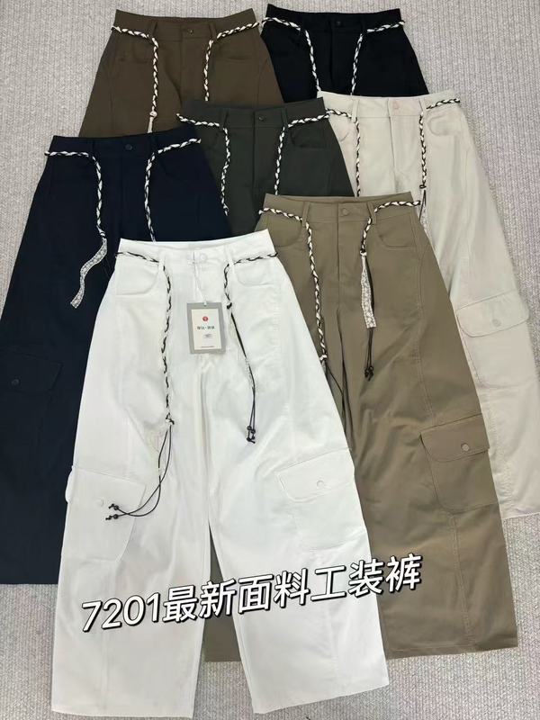 抽绳系带工装阔腿裤女欧货秋季新款时尚宽松高腰大口袋直筒休闲裤|undefined