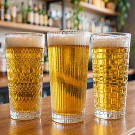 大容量玻璃杯家用喝水杯子餐厅冷饮果汁杯早餐牛奶杯酒吧啤酒杯子