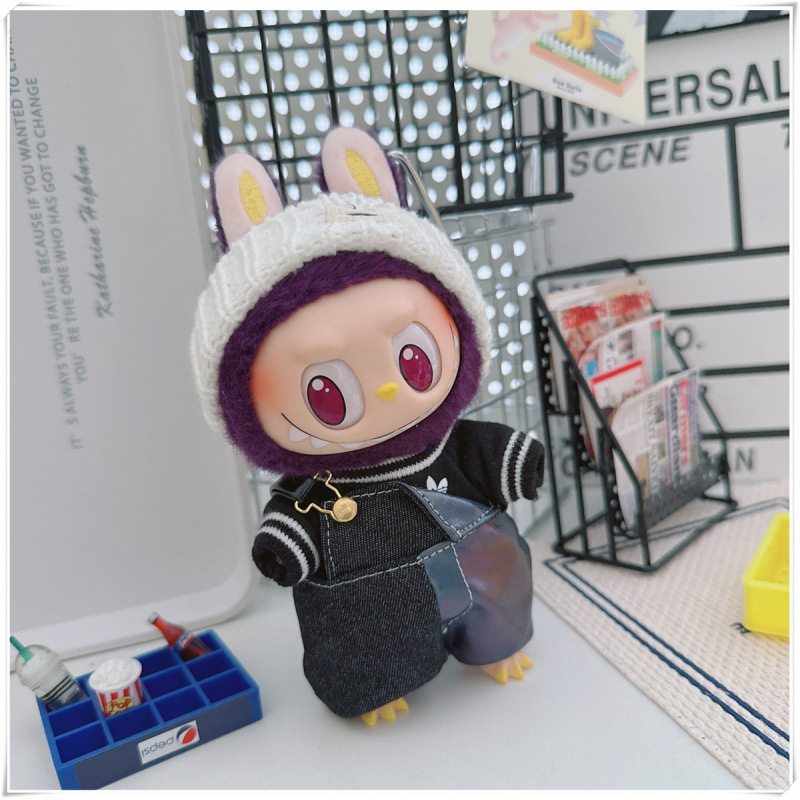 labubu ベビー服 Labubu 第一世代第二世代第三世代 10 センチメートル綿人形黒と白グレートレンディなスウェットシャツパーカーパンツ|undefined