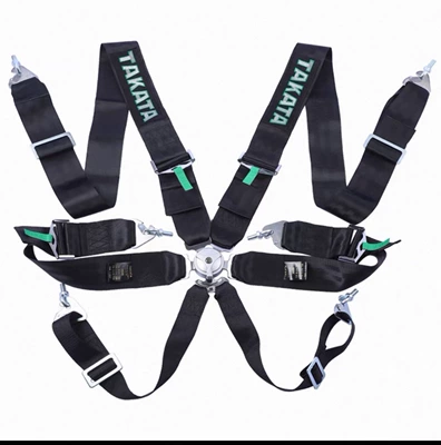 Car seat belt: seatbelt for car - black-six-point-type
