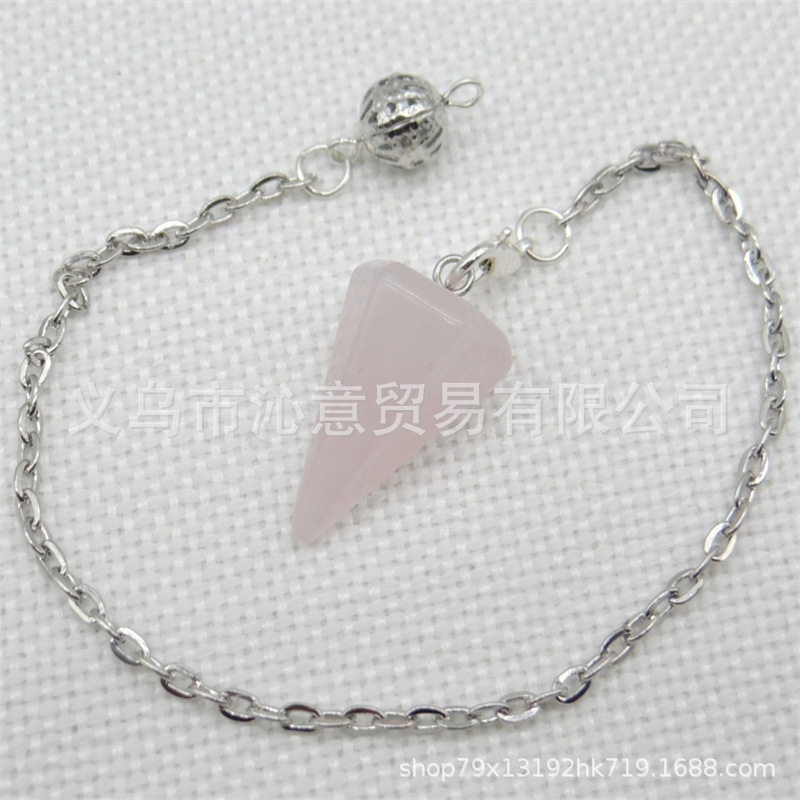 Venta caliente ágata natural cristal piedra preciosa cono hexágono cono colgante DIY cristal colgante espíritu péndulo