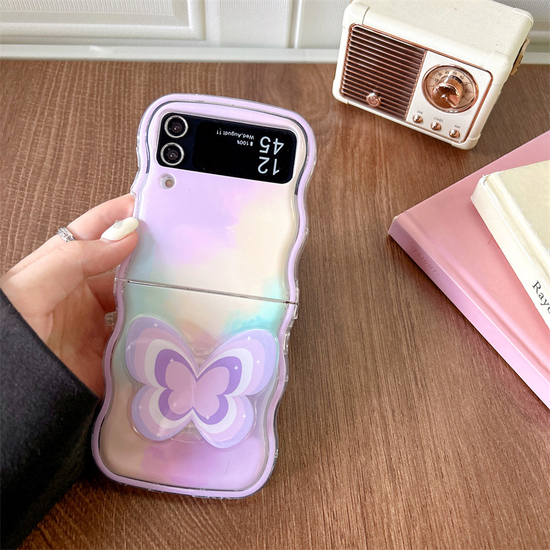 Taches roses pour étui de téléphone à écran pliable Samsung Zflip 5 Fold support papillon Samsung Galaxy ZFLIP4_voghion.com