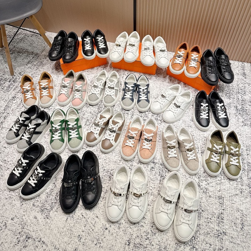 25新款kelly金属扣系带休闲运动板鞋女牛皮拼色帆布平底小白鞋男|undefined