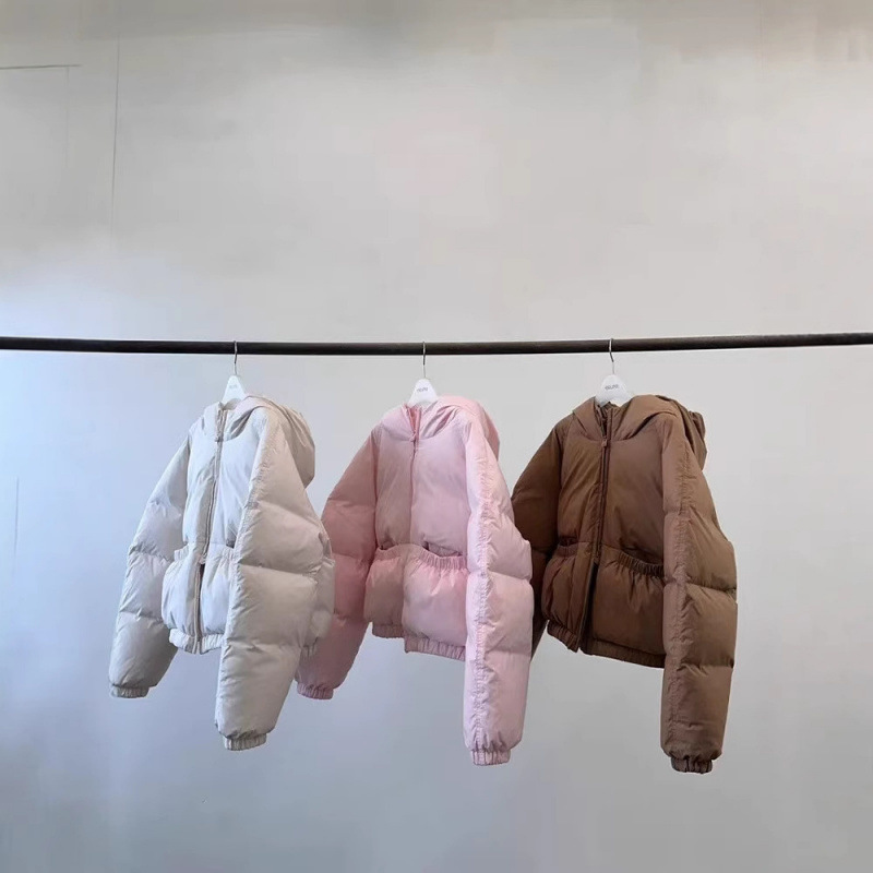 ERUME 한국 동대문 2024 겨울 짧은 구스 다운 다운 재킷 여성 패션 따뜻한 코튼 패딩 재킷