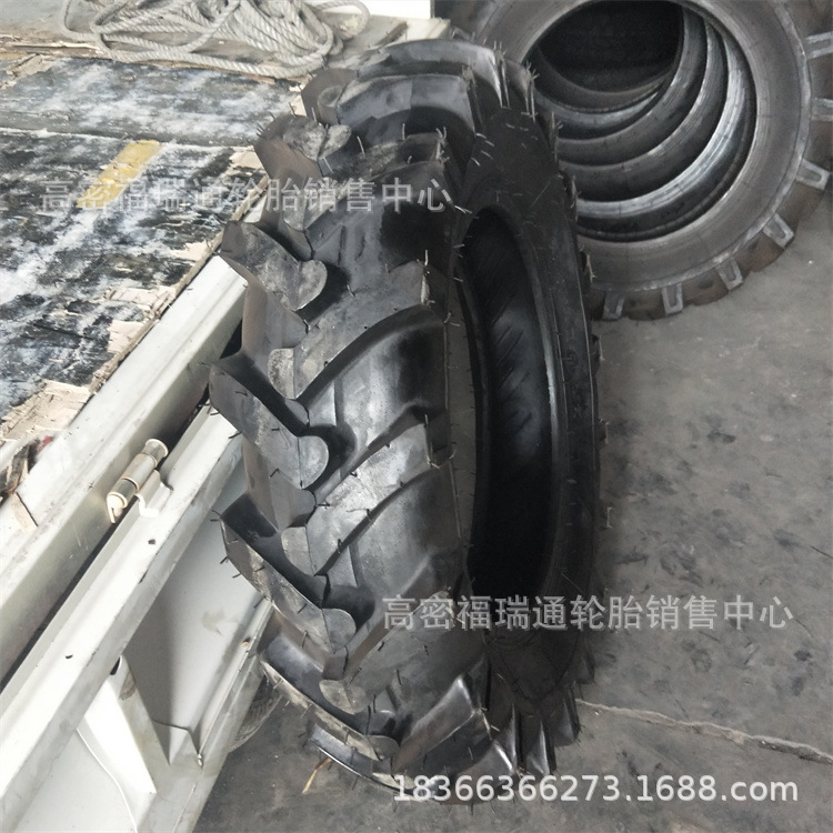 拖拉机斜交充气轮胎11.2-24农用车加深耐磨人字花纹轮胎11.2-24