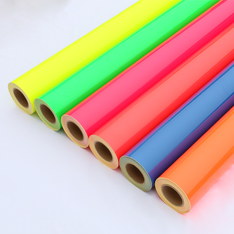 Película fluorescente Xinlang, adhesivo instantáneo para decoración de carrocería de coche, película con letras decorativas, adhesivo fluorescente autoadhesivo.
