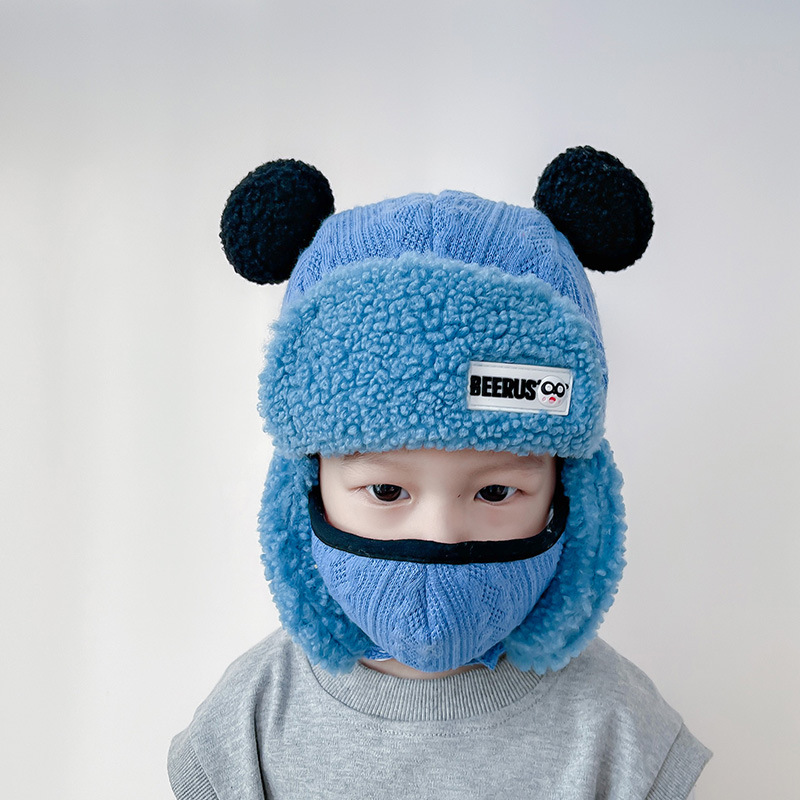 K4366  宝宝帽子  儿童帽子冬季保暖雷锋帽 卡通小动物口罩护耳帽