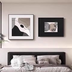シンプルでモダンなレストラン装飾画黒と白の抽象アート寝室のベッドサイドの背景壁掛け絵画ハイエンドダブル